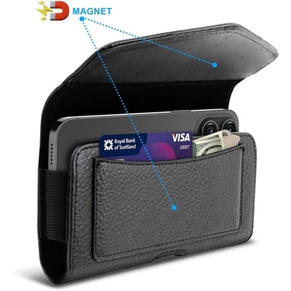 Leather Cell Phone Holster with Belt Loop Phone Belt Holder for Men Carrying - Picture 2 of 8